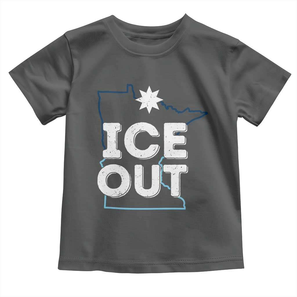 Ice Out Of Minnesota Toddler T Shirt MN Map Immigration Protest Community Resistance TS11 Dark Heather Print Your Wear