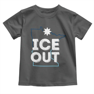 Ice Out Of Minnesota Toddler T Shirt MN Map Immigration Protest Community Resistance TS11 Dark Heather Print Your Wear