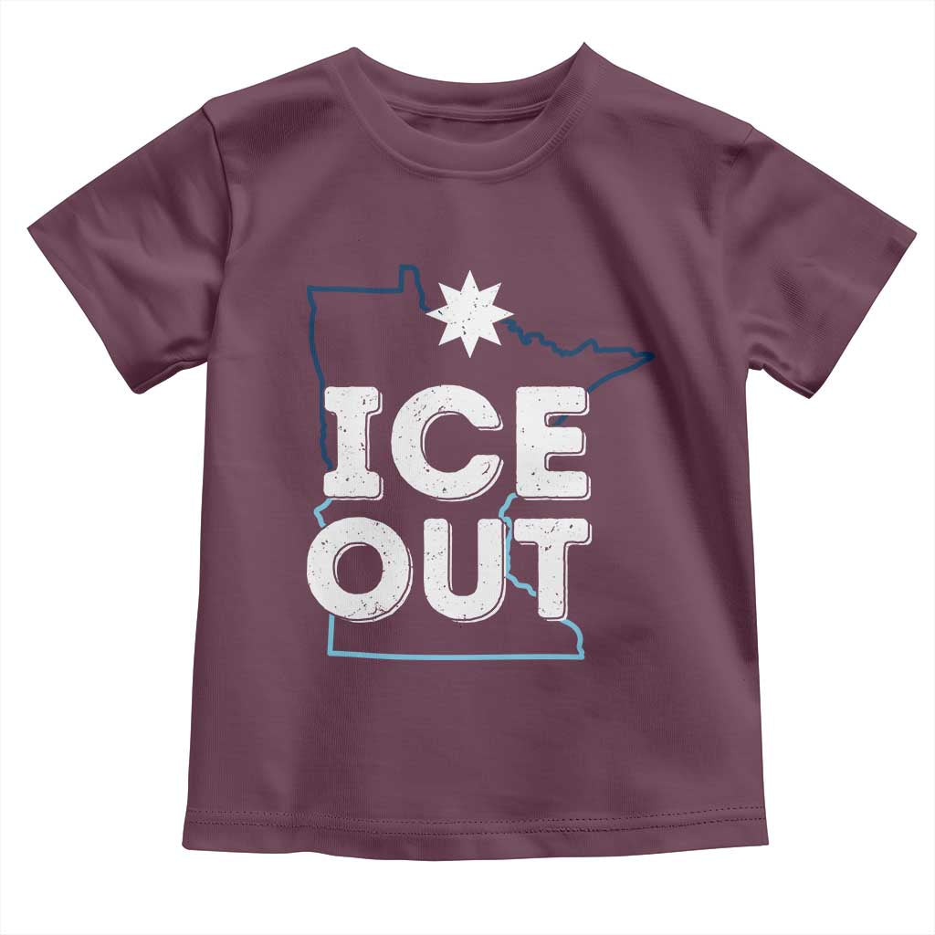 Ice Out Of Minnesota Toddler T Shirt MN Map Immigration Protest Community Resistance TS11 Maroon Print Your Wear