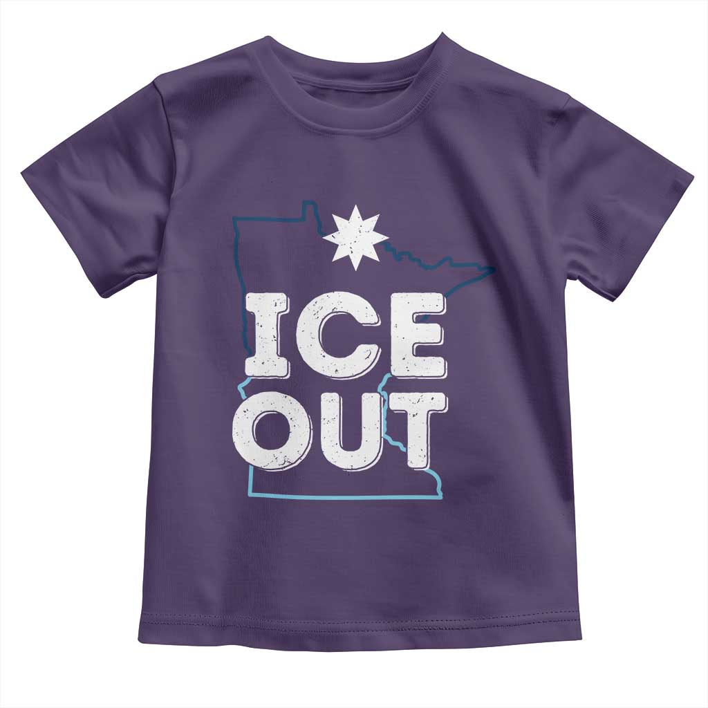 Ice Out Of Minnesota Toddler T Shirt MN Map Immigration Protest Community Resistance TS11 Purple Print Your Wear