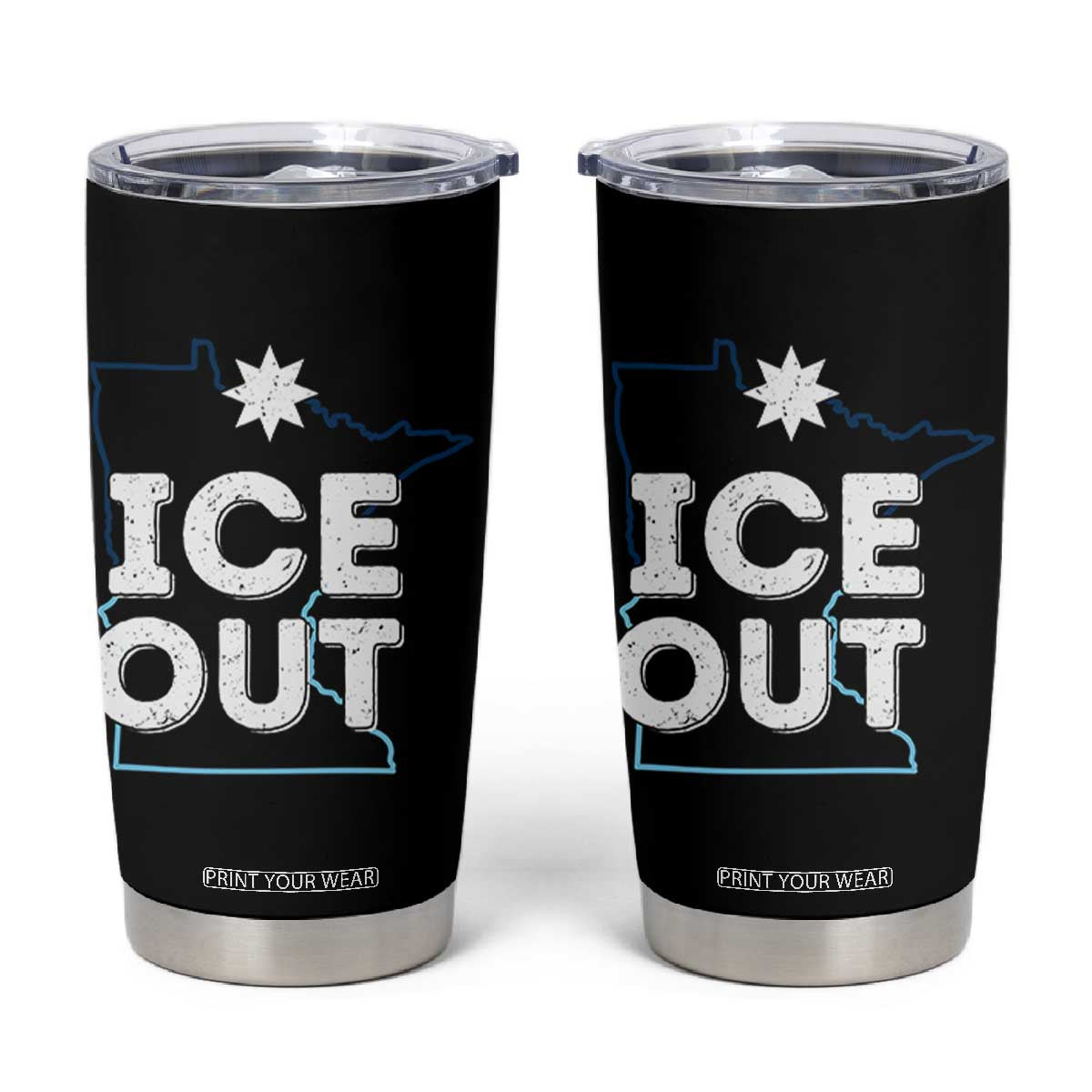 Ice Out Of Minnesota Tumbler Cup MN Map Immigration Protest Community Resistance TS11 Black Print Your Wear