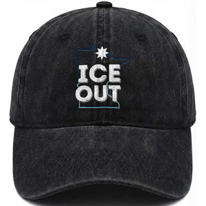 Ice Out Of Minnesota Washed Cotton Baseball Cap - MN Map Immigration Protest Community Resistance TS11 Print Your Wear