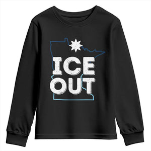 Ice Out Of Minnesota Youth Sweatshirt MN Map Immigration Protest Community Resistance TS11 Black Print Your Wear