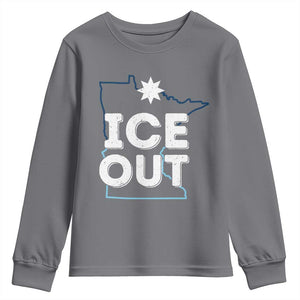 Ice Out Of Minnesota Youth Sweatshirt MN Map Immigration Protest Community Resistance TS11 Charcoal Print Your Wear