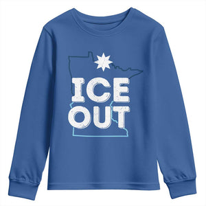 Ice Out Of Minnesota Youth Sweatshirt MN Map Immigration Protest Community Resistance TS11 Royal Blue Print Your Wear
