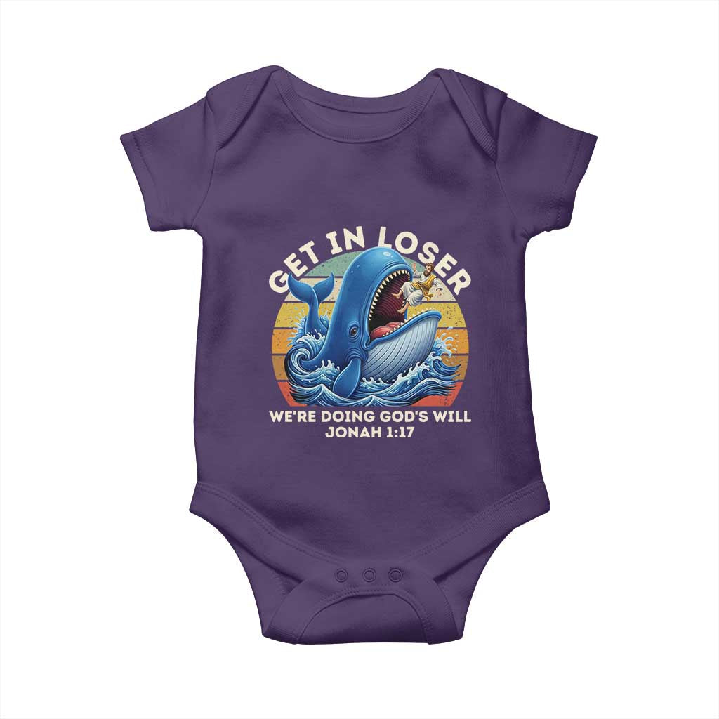Get In Loser We're Doing God's Will Baby Onesie Funny Christian Bible TS11 Purple Print Your Wear