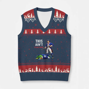 Funny Football Rivarly V-Neck Knit Sweater Vest This Aint Your Year New England Minutemen Championship TS11 Navy Red Print Your Wear