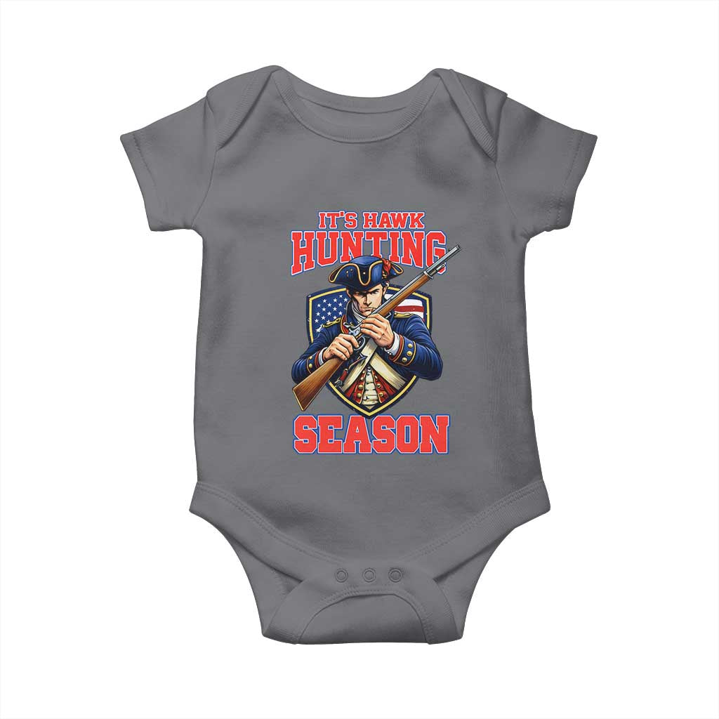 Funny New England Minutemen Football Rivarly Baby Onesie It Is Hawk Hunting Season TS11 Charcoal Print Your Wear