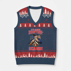 Funny New England Minutemen Football Rivarly V-Neck Knit Sweater Vest It Is Hawk Hunting Season TS11 Navy Red Print Your Wear