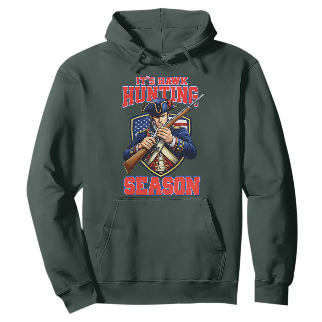 Funny New England Minutemen Football Rivarly Hoodie It Is Hawk Hunting Season TS11 Dark Forest Green Print Your Wear