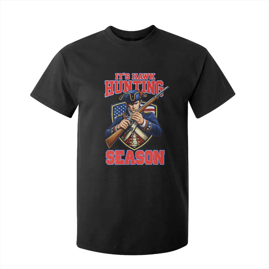 Funny New England Minutemen Football Rivarly T Shirt For Kid It Is Hawk Hunting Season TS11 Black Print Your Wear