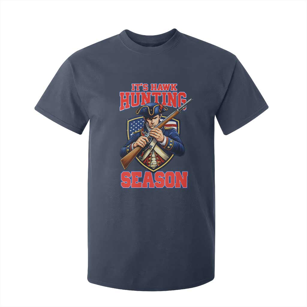 Funny New England Minutemen Football Rivarly T Shirt For Kid It Is Hawk Hunting Season TS11 Navy Print Your Wear