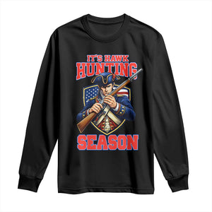 Funny New England Minutemen Football Rivarly Long Sleeve Shirt It Is Hawk Hunting Season TS11 Black Print Your Wear