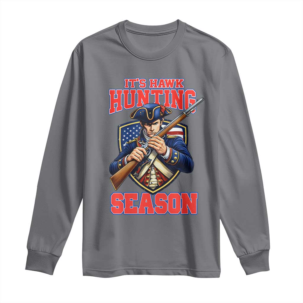 Funny New England Minutemen Football Rivarly Long Sleeve Shirt It Is Hawk Hunting Season TS11 Charcoal Print Your Wear