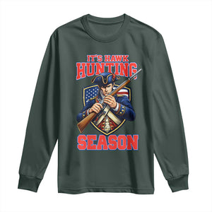 Funny New England Minutemen Football Rivarly Long Sleeve Shirt It Is Hawk Hunting Season TS11 Dark Forest Green Print Your Wear