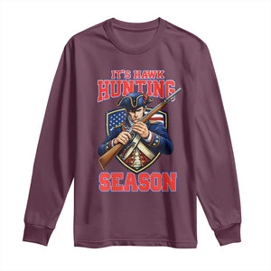 Funny New England Minutemen Football Rivarly Long Sleeve Shirt It Is Hawk Hunting Season TS11 Maroon Print Your Wear