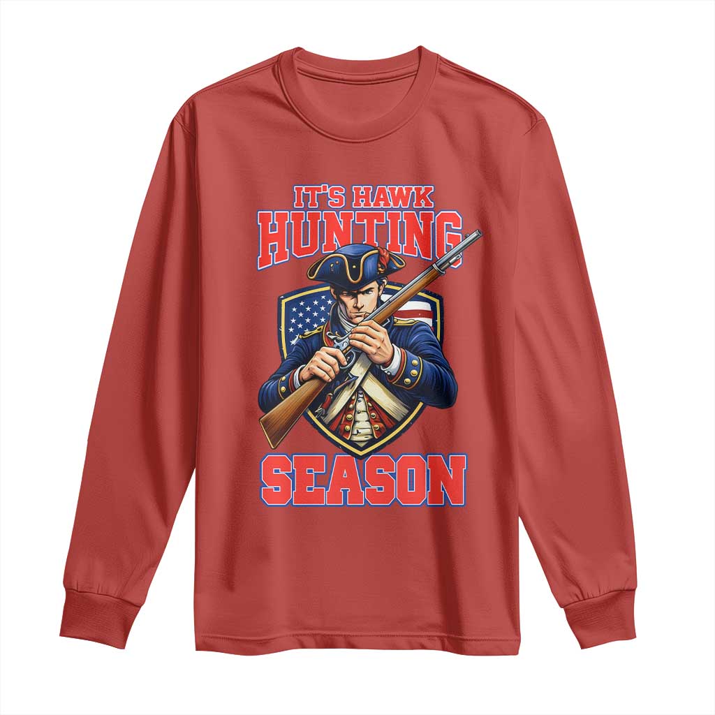 Funny New England Minutemen Football Rivarly Long Sleeve Shirt It Is Hawk Hunting Season TS11 Red Print Your Wear