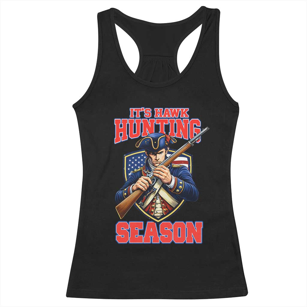 Funny New England Minutemen Football Rivarly Racerback Tank Top It Is Hawk Hunting Season TS11 Black Print Your Wear
