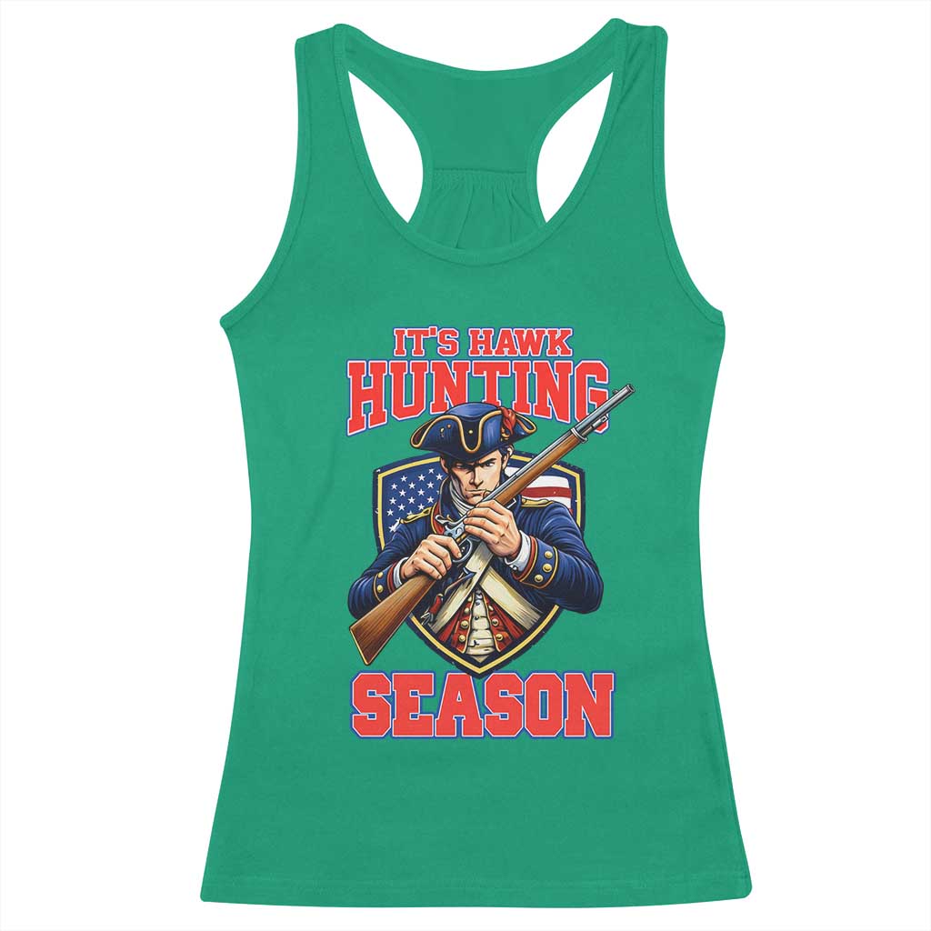 Funny New England Minutemen Football Rivarly Racerback Tank Top It Is Hawk Hunting Season TS11 Irish Green Print Your Wear