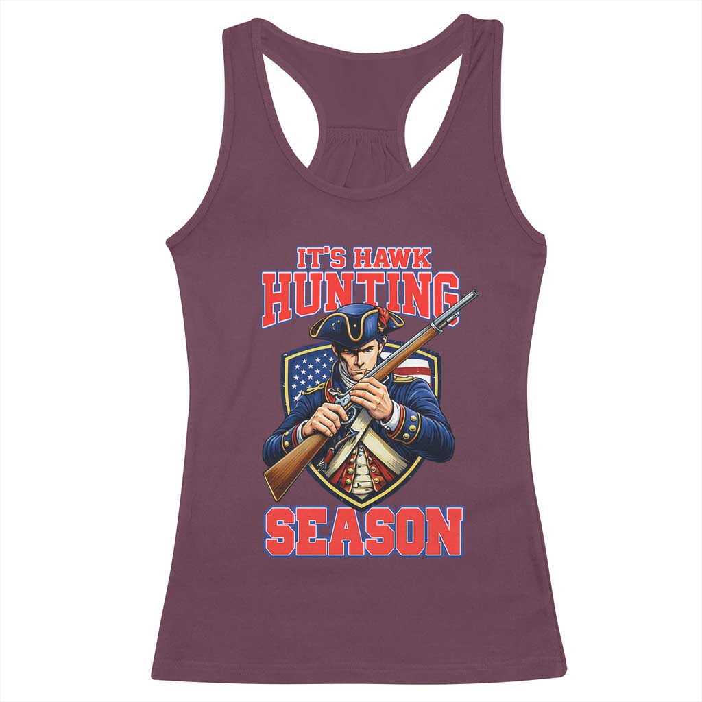 Funny New England Minutemen Football Rivarly Racerback Tank Top It Is Hawk Hunting Season TS11 Maroon Print Your Wear