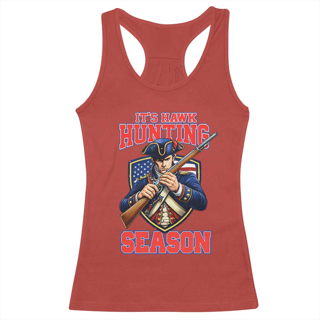 Funny New England Minutemen Football Rivarly Racerback Tank Top It Is Hawk Hunting Season TS11 Red Print Your Wear
