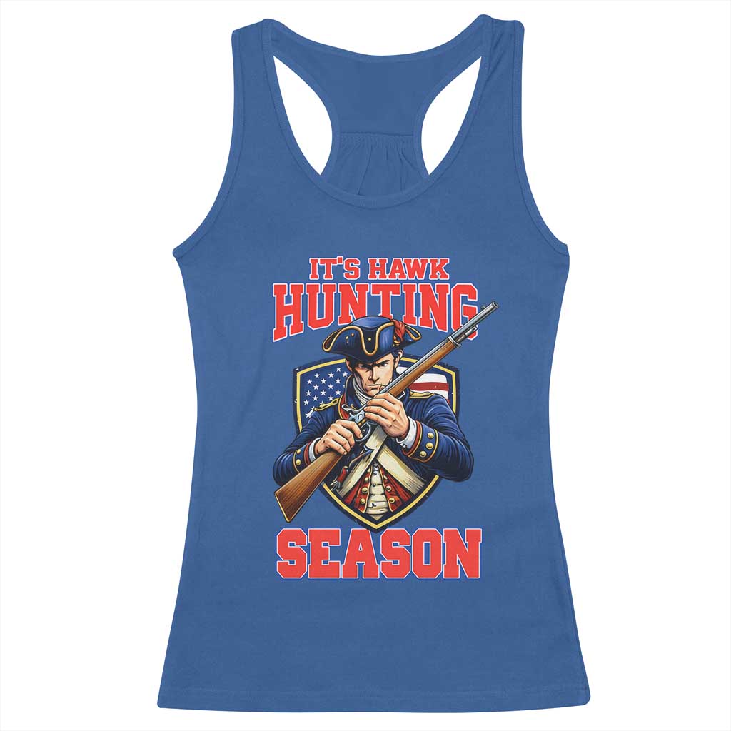 Funny New England Minutemen Football Rivarly Racerback Tank Top It Is Hawk Hunting Season TS11 Royal Blue Print Your Wear