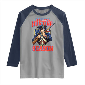 Funny New England Minutemen Football Rivarly Raglan Shirt It Is Hawk Hunting Season TS11 Sport Gray Navy Print Your Wear