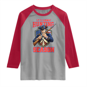 Funny New England Minutemen Football Rivarly Raglan Shirt It Is Hawk Hunting Season TS11 Sport Gray Red Print Your Wear
