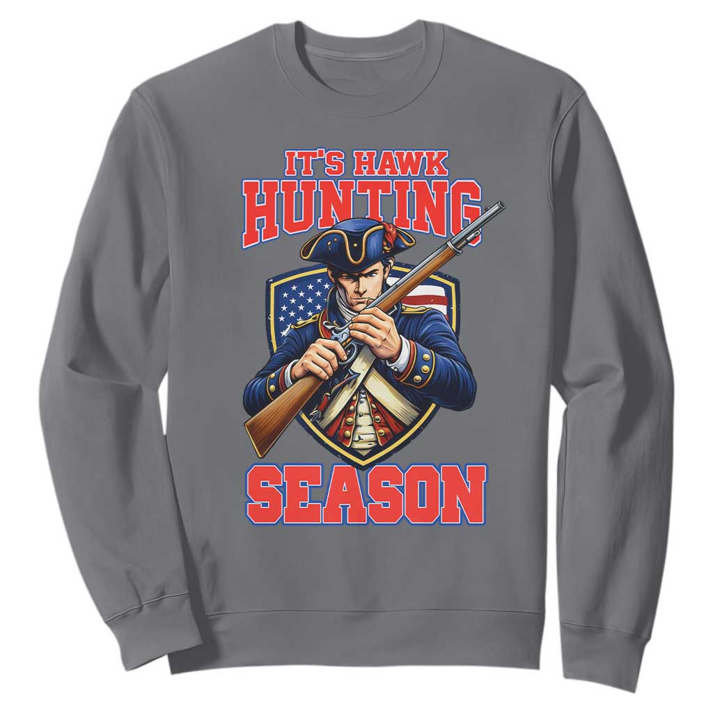 Funny New England Minutemen Football Rivarly Sweatshirt It Is Hawk Hunting Season TS11 Charcoal Print Your Wear