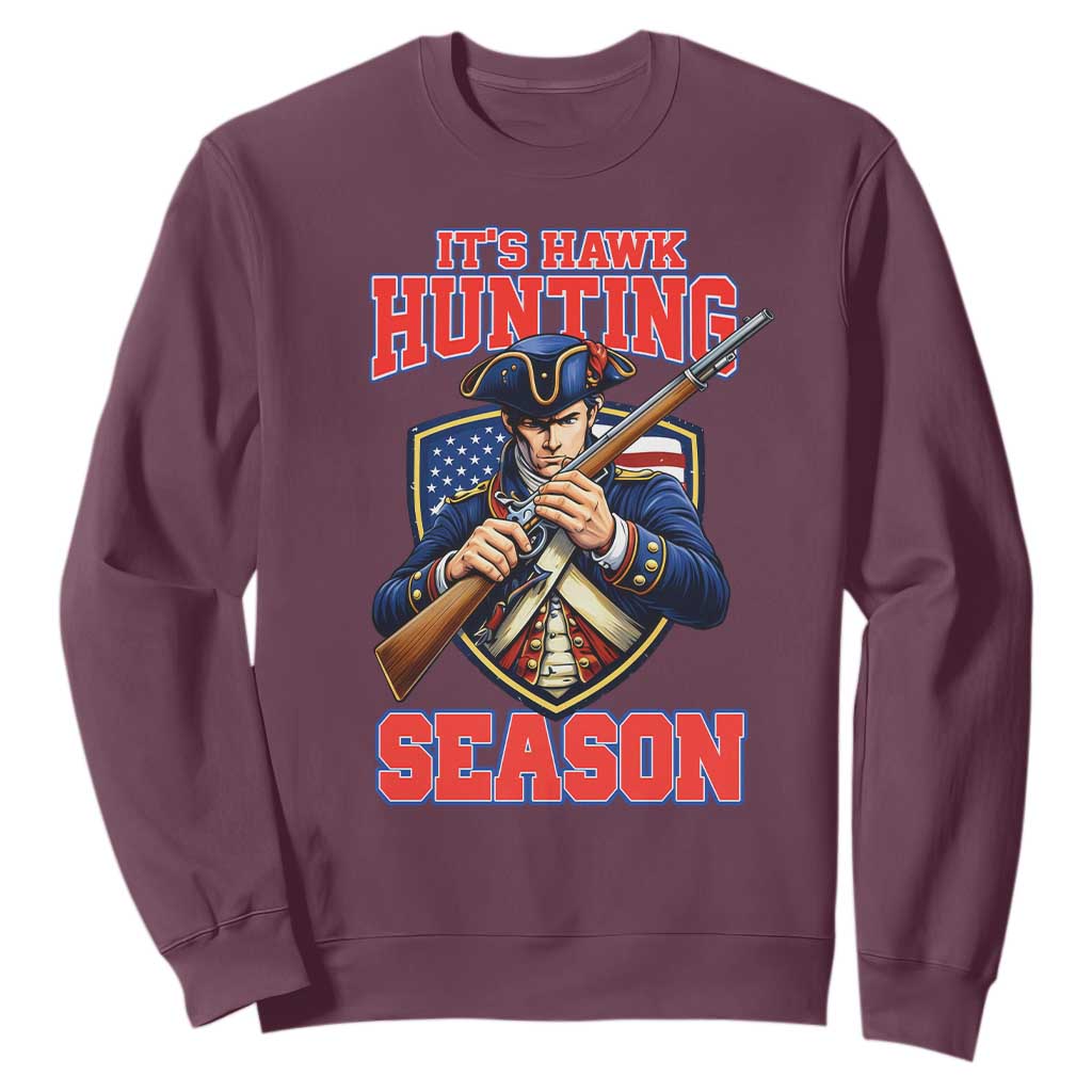 Funny New England Minutemen Football Rivarly Sweatshirt It Is Hawk Hunting Season TS11 Maroon Print Your Wear