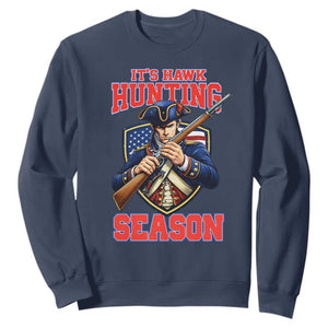 Funny New England Minutemen Football Rivarly Sweatshirt It Is Hawk Hunting Season TS11 Navy Print Your Wear