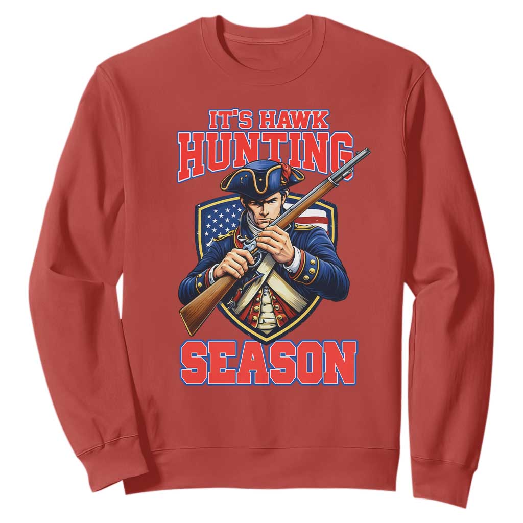 Funny New England Minutemen Football Rivarly Sweatshirt It Is Hawk Hunting Season TS11 Red Print Your Wear