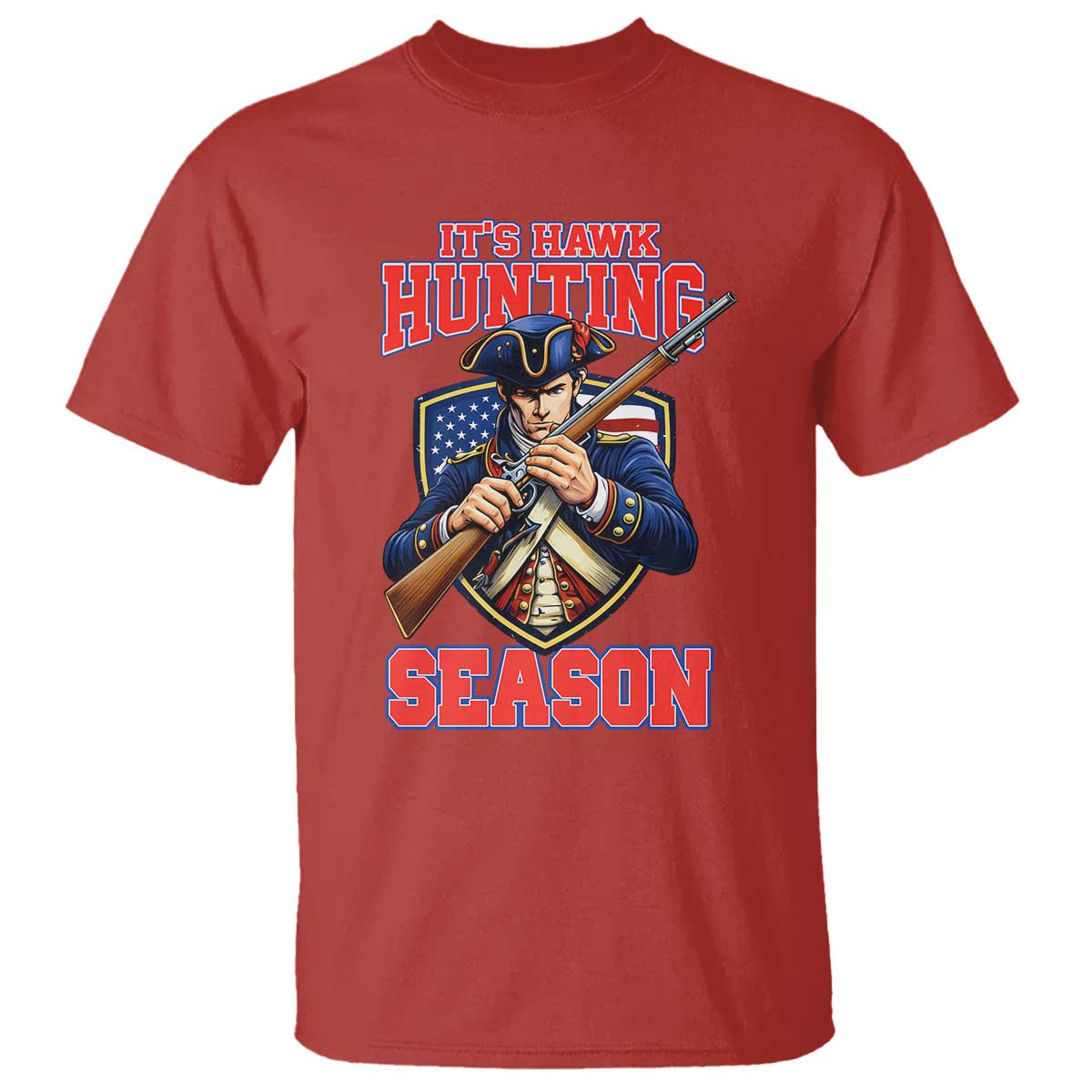 Funny New England Minutemen Football Rivarly T Shirt It Is Hawk Hunting Season TS11 Red Print Your Wear