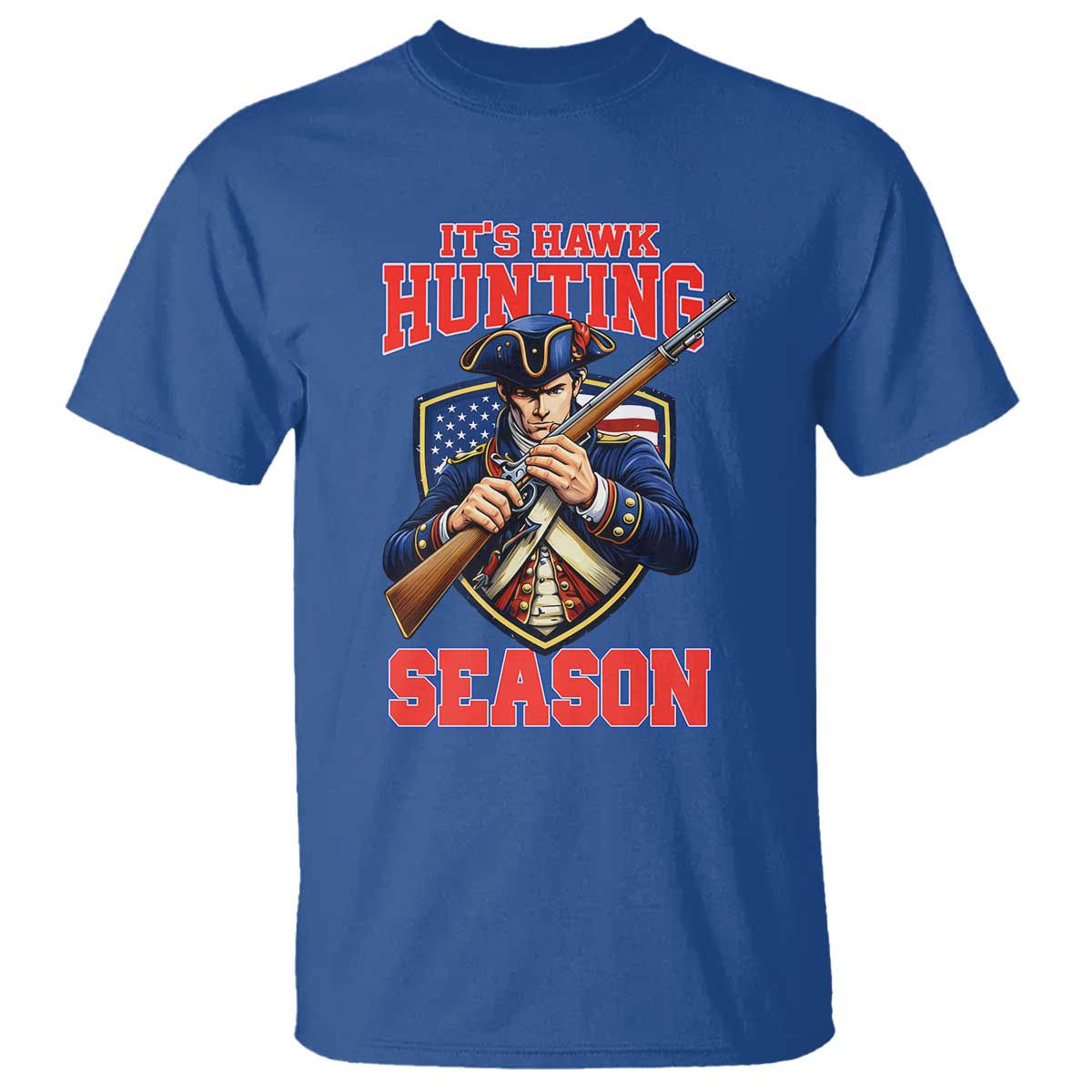 Funny New England Minutemen Football Rivarly T Shirt It Is Hawk Hunting Season TS11 Royal Blue Print Your Wear