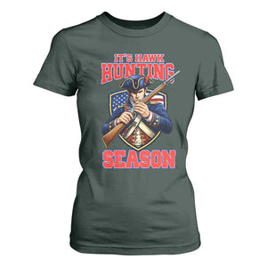 Funny New England Minutemen Football Rivarly T Shirt For Women It Is Hawk Hunting Season TS11 Dark Forest Green Print Your Wear