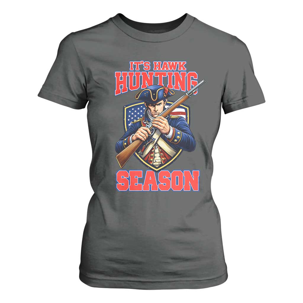 Funny New England Minutemen Football Rivarly T Shirt For Women It Is Hawk Hunting Season TS11 Dark Heather Print Your Wear