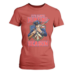 Funny New England Minutemen Football Rivarly T Shirt For Women It Is Hawk Hunting Season TS11 Red Print Your Wear