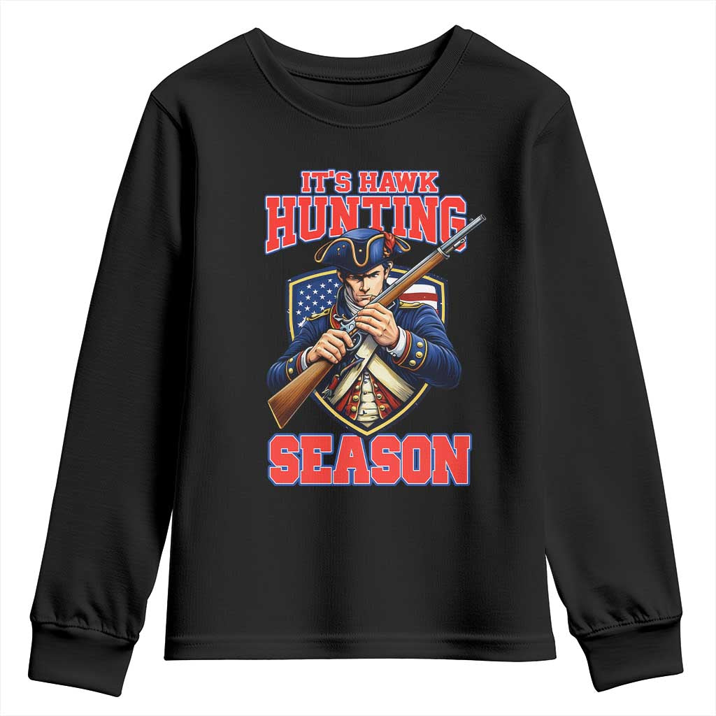 Funny New England Minutemen Football Rivarly Youth Sweatshirt It Is Hawk Hunting Season TS11 Black Print Your Wear