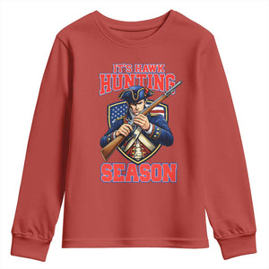 Funny New England Minutemen Football Rivarly Youth Sweatshirt It Is Hawk Hunting Season TS11 Red Print Your Wear