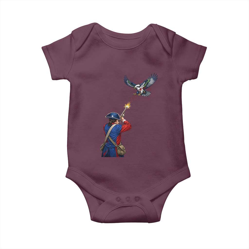 Funny Minutemen Shooting Blue and Green Hawk Football Rivalry Baby Onesie TS11 Maroon Print Your Wear