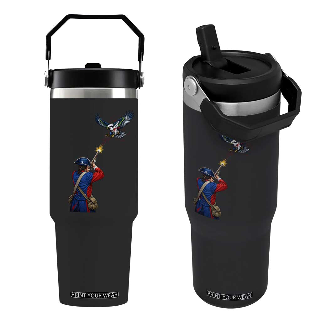Funny Minutemen Shooting Blue and Green Hawk Football Rivalry Flip Straw Tumbler TS11 One Size: 30 oz Black Print Your Wear