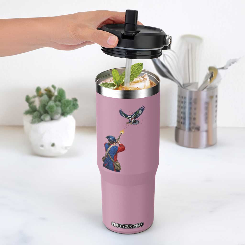 Funny Minutemen Shooting Blue and Green Hawk Football Rivalry Flip Straw Tumbler TS11 One Size: 30 oz Light Pink Print Your Wear