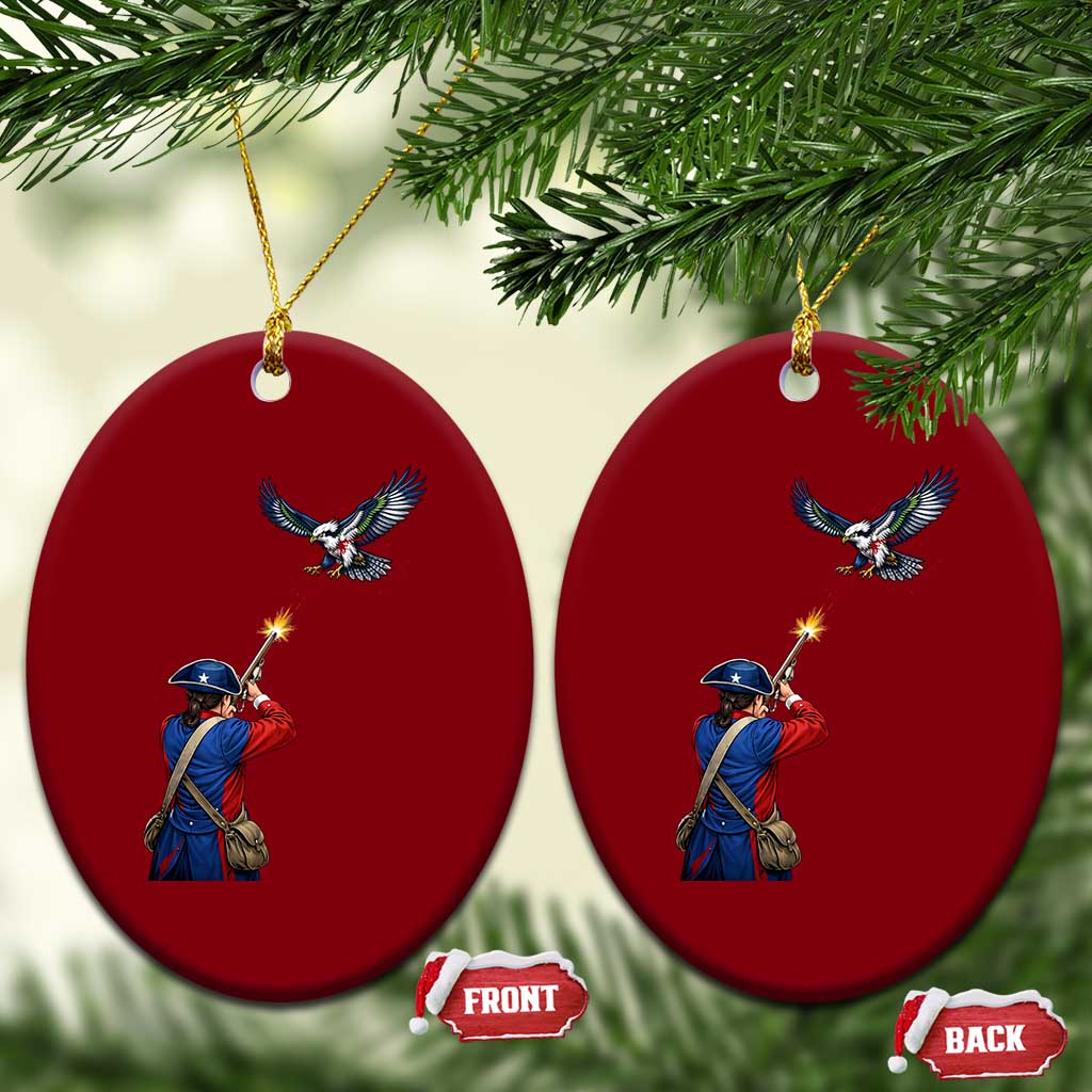 Funny Minutemen Shooting Blue and Green Hawk Football Rivalry Ceramic Ornament TS11 Print Your Wear