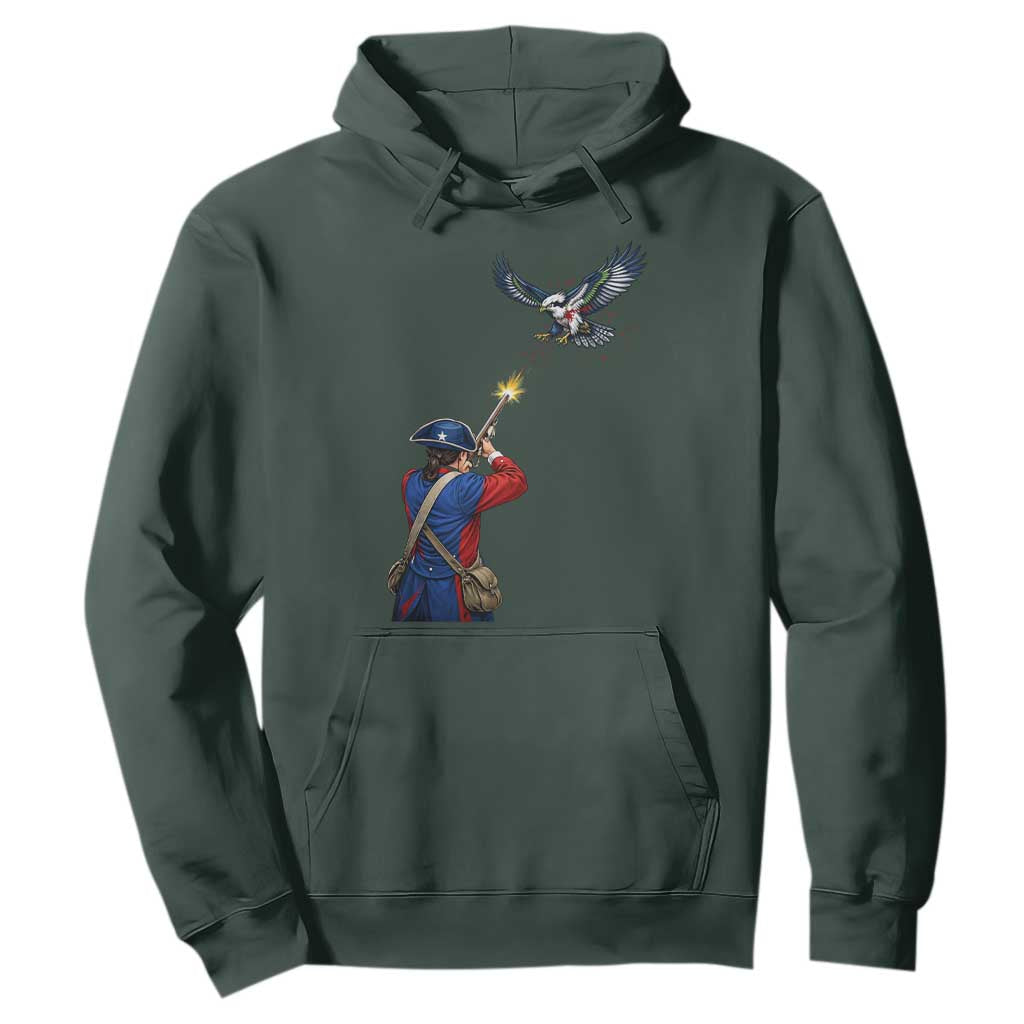 Funny Minutemen Shooting Blue and Green Hawk Football Rivalry Hoodie TS11 Dark Forest Green Print Your Wear