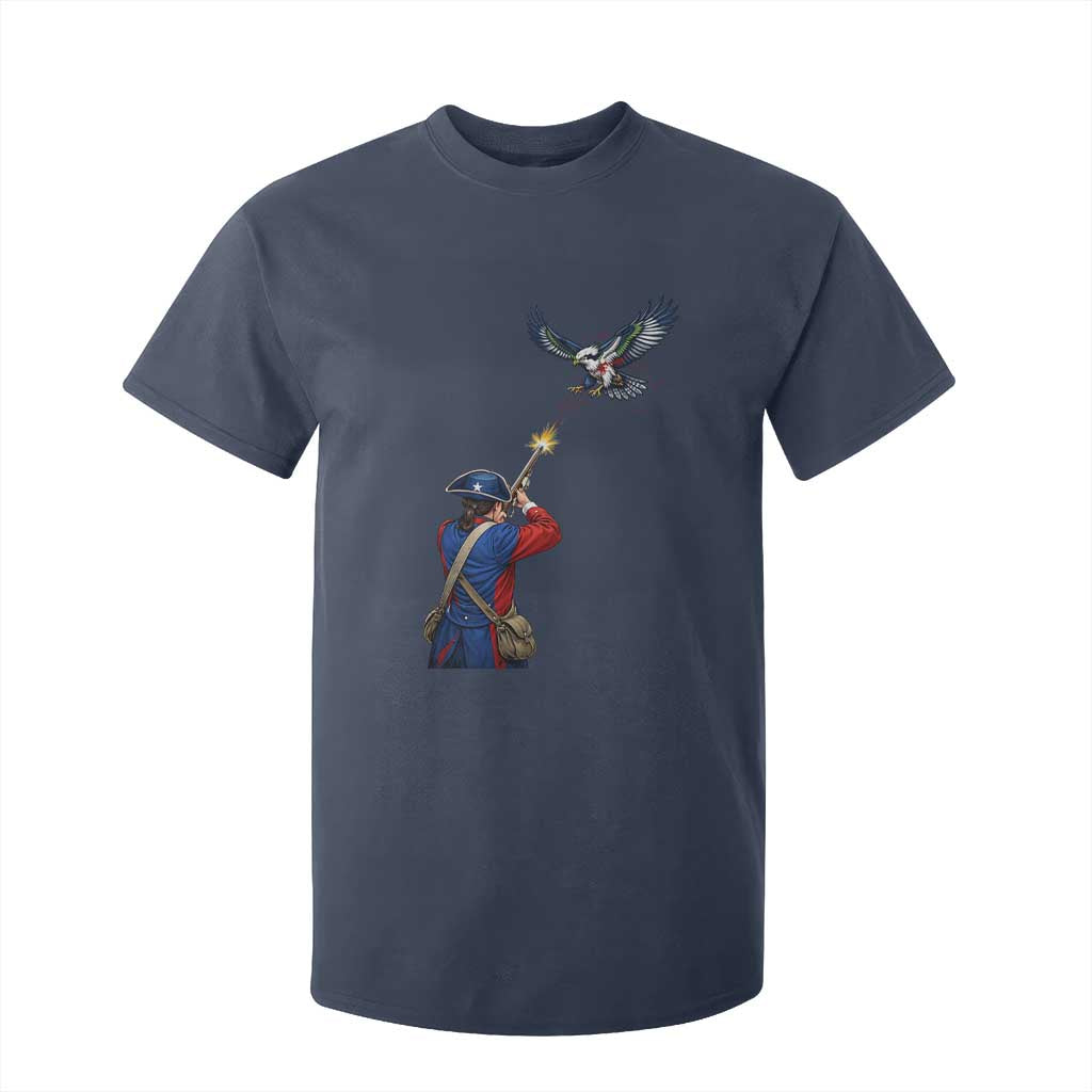 Funny Minutemen Shooting Blue and Green Hawk Football Rivalry T Shirt For Kid TS11 Navy Print Your Wear
