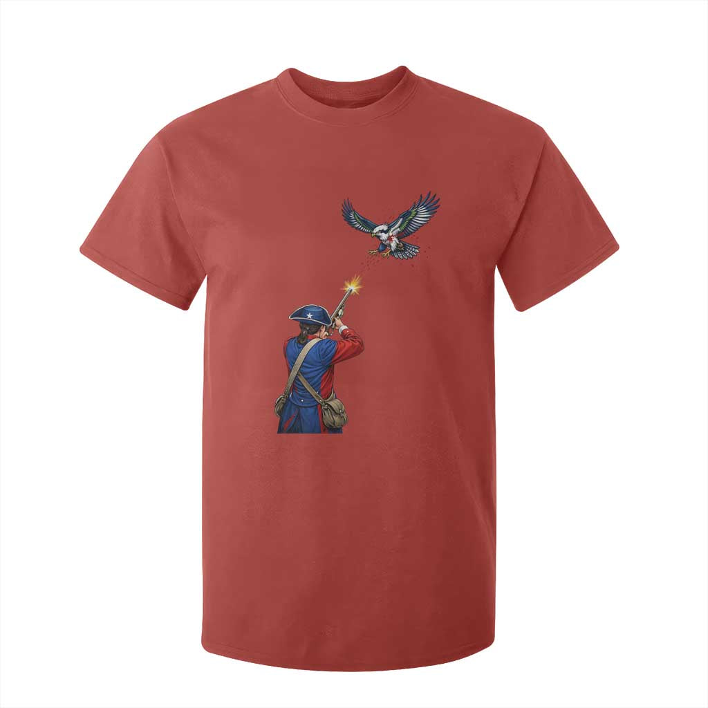 Funny Minutemen Shooting Blue and Green Hawk Football Rivalry T Shirt For Kid TS11 Red Print Your Wear