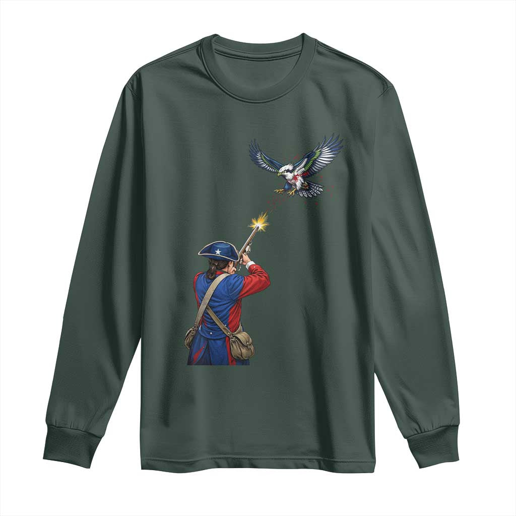 Funny Minutemen Shooting Blue and Green Hawk Football Rivalry Long Sleeve Shirt TS11 Dark Forest Green Print Your Wear