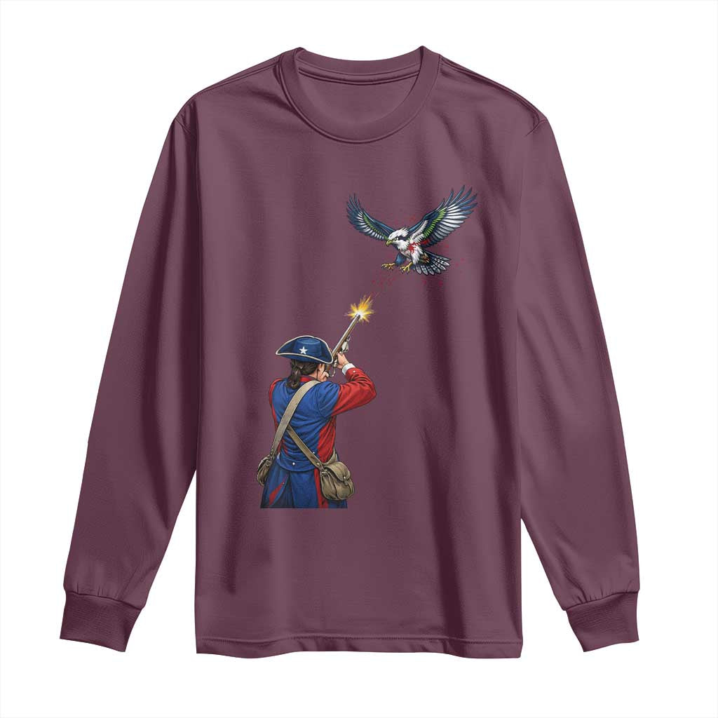 Funny Minutemen Shooting Blue and Green Hawk Football Rivalry Long Sleeve Shirt TS11 Maroon Print Your Wear