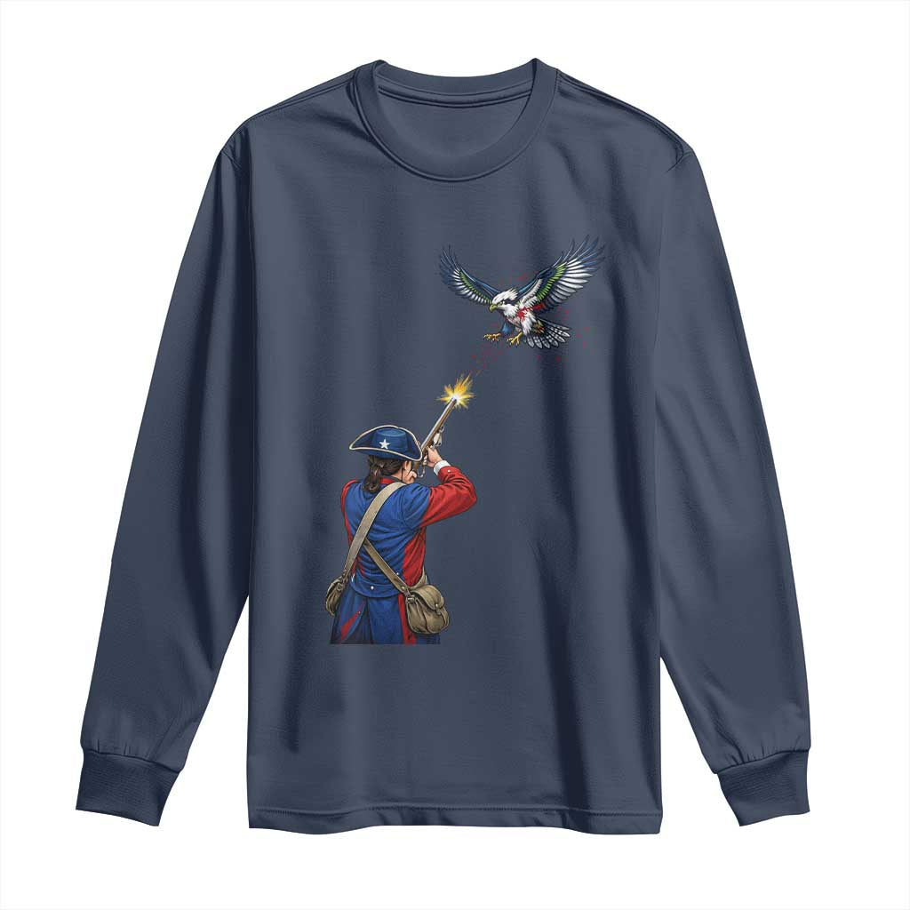 Funny Minutemen Shooting Blue and Green Hawk Football Rivalry Long Sleeve Shirt TS11 Navy Print Your Wear