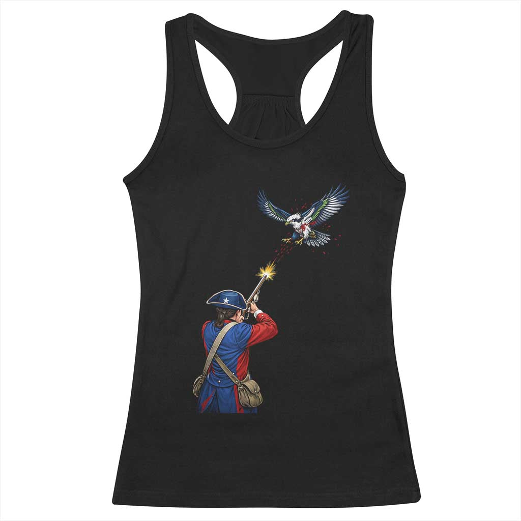 Funny Minutemen Shooting Blue and Green Hawk Football Rivalry Racerback Tank Top TS11 Black Print Your Wear